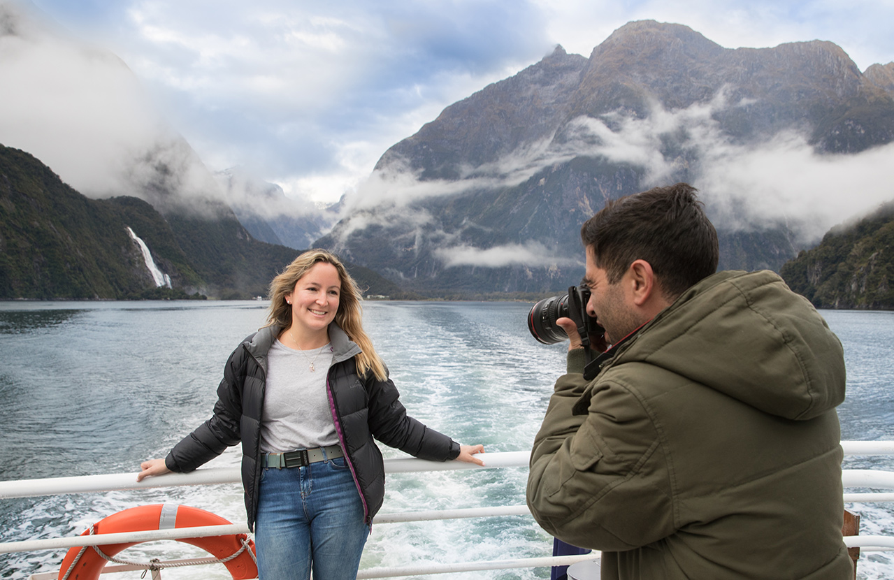 1-Day-Milford Sound-Couple-taking-photos