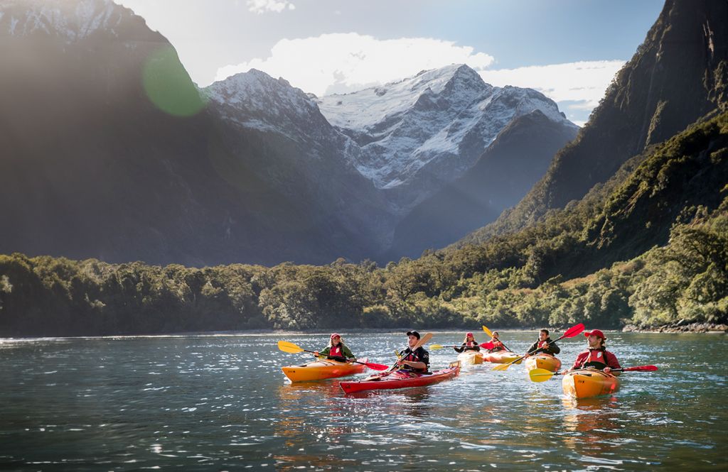 Milford-Sound-kayakers-with-Pembroke-Glacier-in-the-background