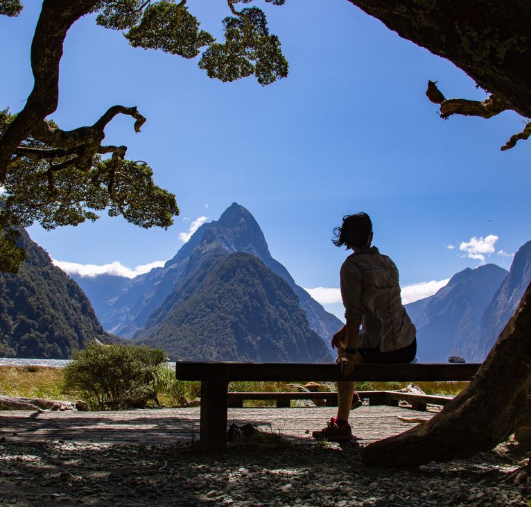 Woman at Milford Sound