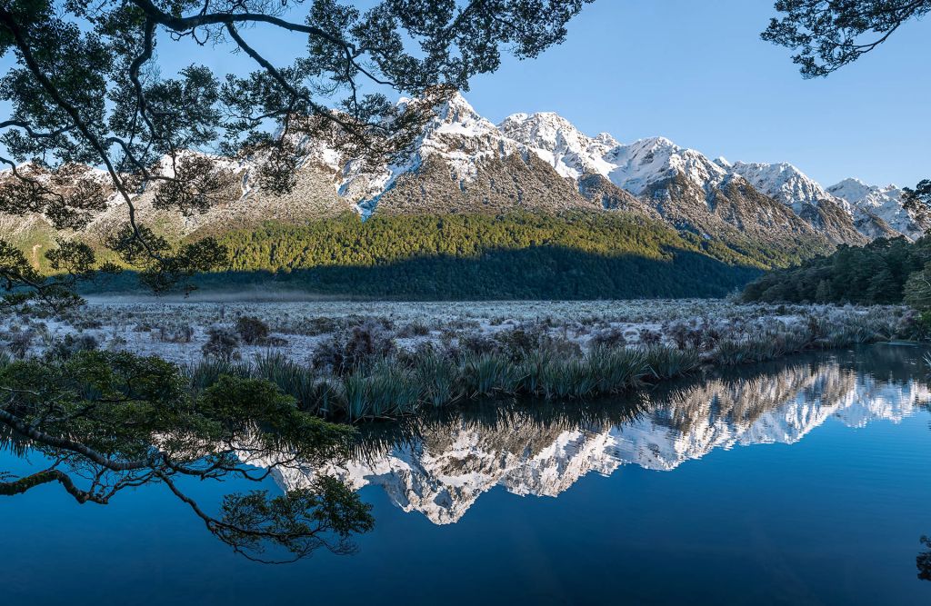 Panoramic of Mirror Lake, Te Anau